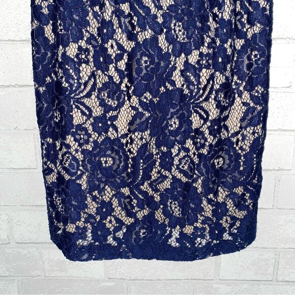 NEW Aidan Mattox Blue Lace Deep V Bodycon Cocktail Evening Party Dress sz 2 NWT - Picture 5 of 14